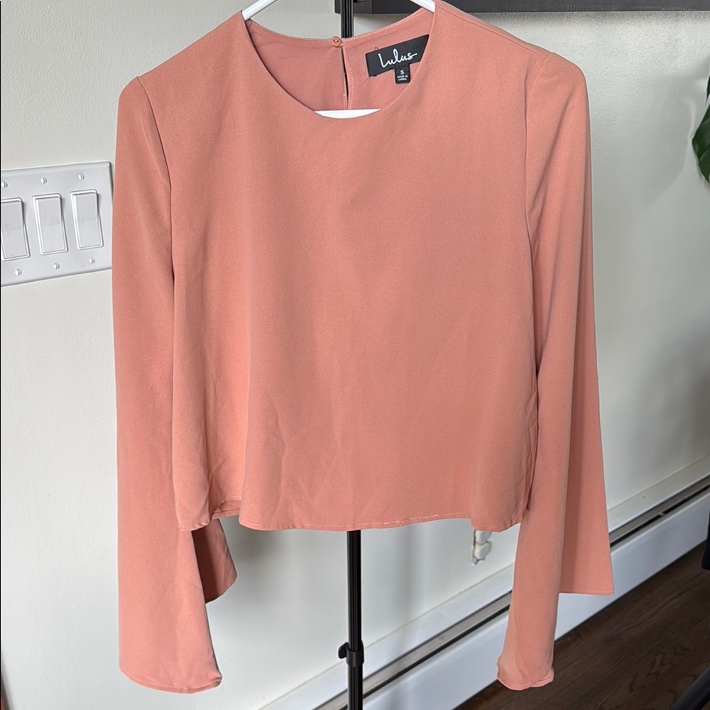 Elegant Peach Long Sleeve Women's Top